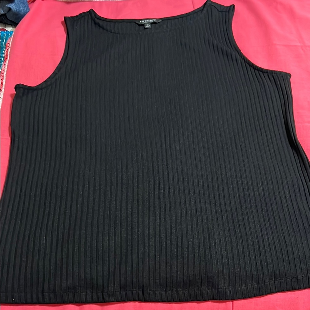 Liverpool Black Ribbed Sleeveless Tank Top. 2x